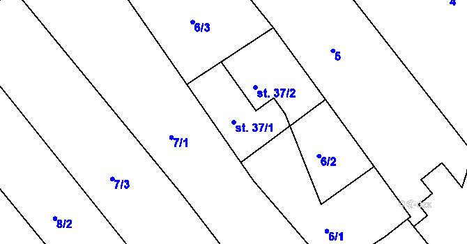 Parcela st. 37/1 v KÚ Cvrčovice u Zdounek, Katastrální mapa