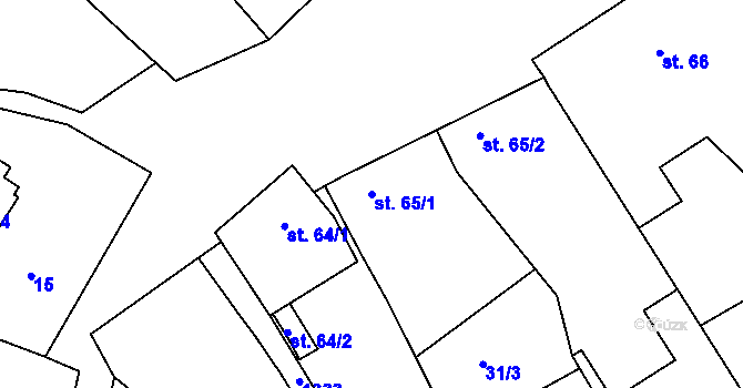 Parcela st. 65/1 v KÚ Cvrčovice u Zdounek, Katastrální mapa