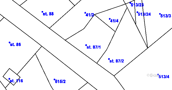 Parcela st. 87/1 v KÚ Cvrčovice u Zdounek, Katastrální mapa
