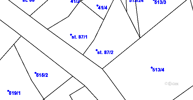 Parcela st. 87/2 v KÚ Cvrčovice u Zdounek, Katastrální mapa