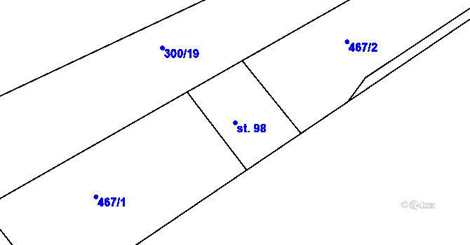 Parcela st. 98 v KÚ Cvrčovice u Zdounek, Katastrální mapa