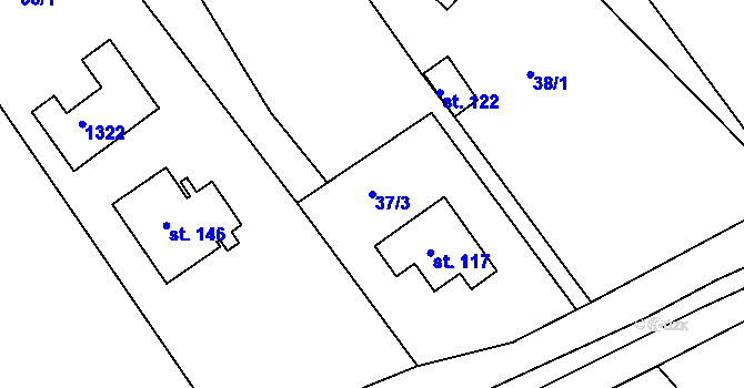 Parcela st. 37/3 v KÚ Cvrčovice u Zdounek, Katastrální mapa