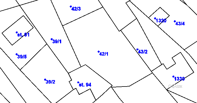 Parcela st. 42/1 v KÚ Cvrčovice u Zdounek, Katastrální mapa