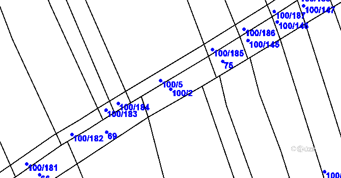 Parcela st. 100/2 v KÚ Cvrčovice u Zdounek, Katastrální mapa