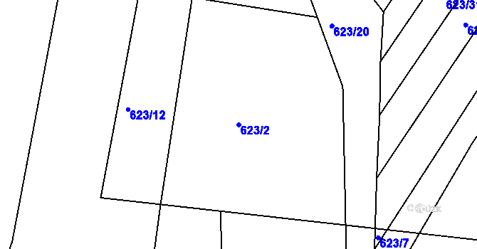 Parcela st. 623/2 v KÚ Cvrčovice u Zdounek, Katastrální mapa