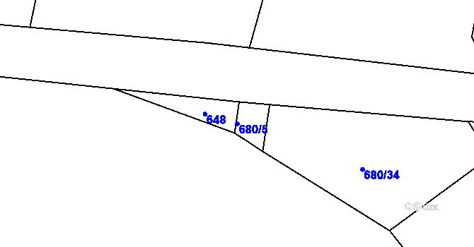 Parcela st. 680/5 v KÚ Cvrčovice u Zdounek, Katastrální mapa