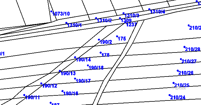 Parcela st. 178 v KÚ Cvrčovice u Zdounek, Katastrální mapa