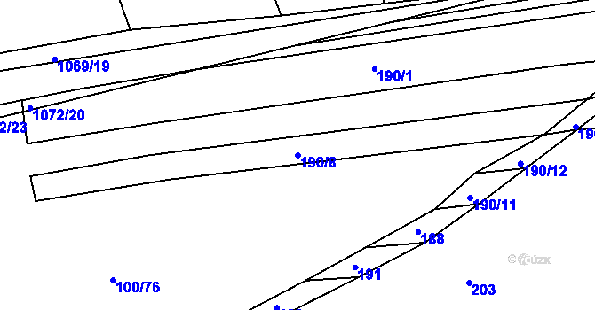 Parcela st. 190/8 v KÚ Cvrčovice u Zdounek, Katastrální mapa