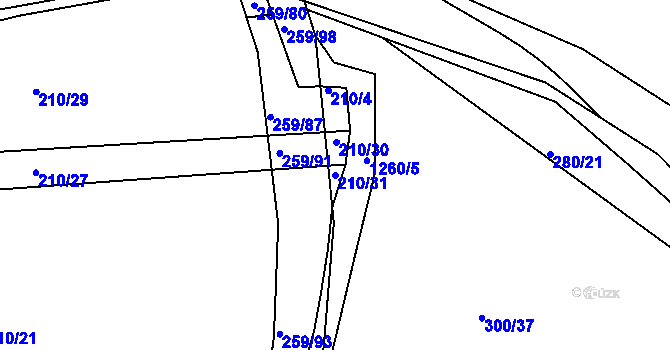 Parcela st. 210/31 v KÚ Cvrčovice u Zdounek, Katastrální mapa