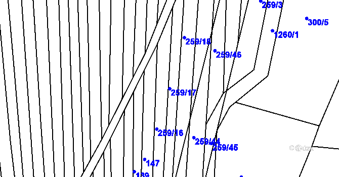 Parcela st. 259/17 v KÚ Cvrčovice u Zdounek, Katastrální mapa