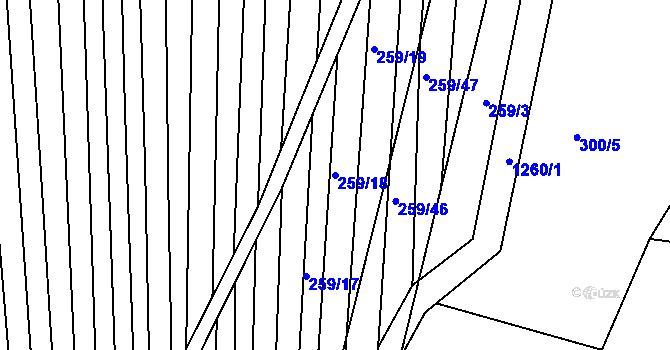 Parcela st. 259/18 v KÚ Cvrčovice u Zdounek, Katastrální mapa