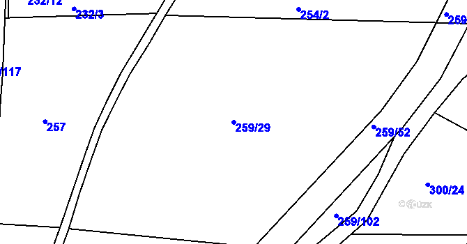 Parcela st. 259/29 v KÚ Cvrčovice u Zdounek, Katastrální mapa