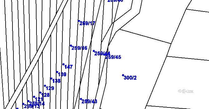 Parcela st. 259/45 v KÚ Cvrčovice u Zdounek, Katastrální mapa