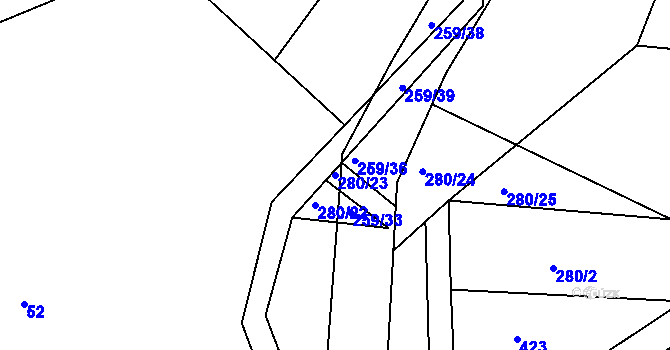 Parcela st. 280/23 v KÚ Cvrčovice u Zdounek, Katastrální mapa