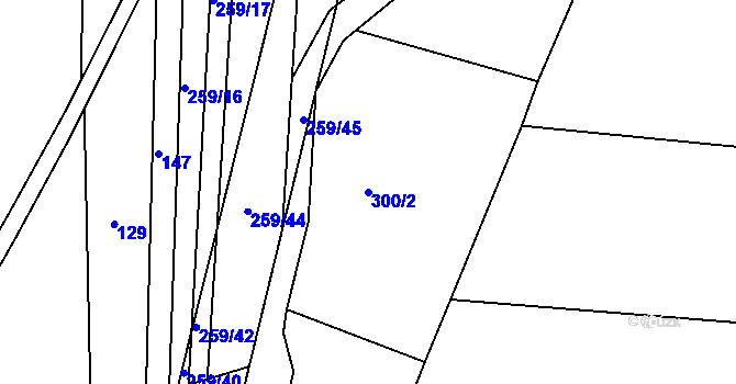 Parcela st. 300/2 v KÚ Cvrčovice u Zdounek, Katastrální mapa