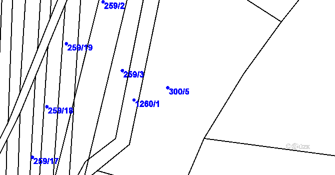 Parcela st. 300/5 v KÚ Cvrčovice u Zdounek, Katastrální mapa