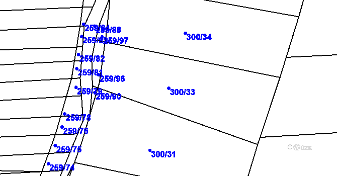 Parcela st. 300/33 v KÚ Cvrčovice u Zdounek, Katastrální mapa