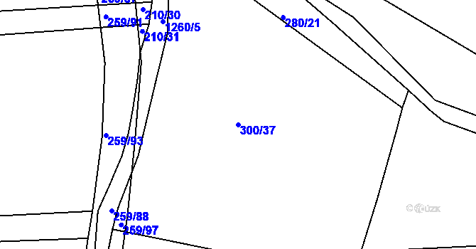 Parcela st. 300/37 v KÚ Cvrčovice u Zdounek, Katastrální mapa
