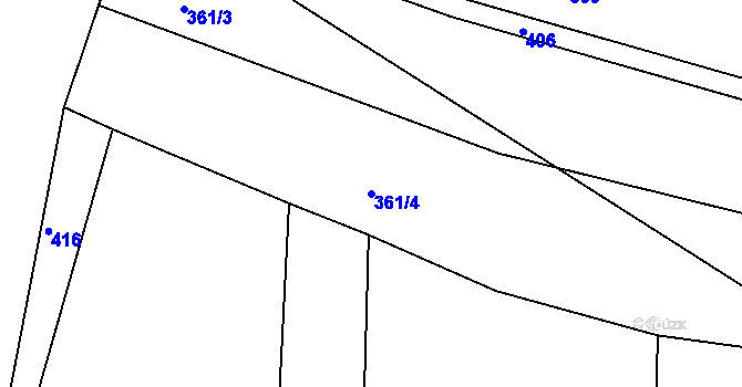 Parcela st. 361/4 v KÚ Cvrčovice u Zdounek, Katastrální mapa