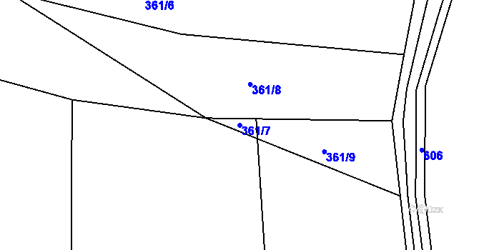 Parcela st. 361/7 v KÚ Cvrčovice u Zdounek, Katastrální mapa