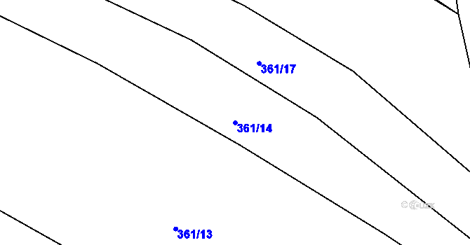 Parcela st. 361/14 v KÚ Cvrčovice u Zdounek, Katastrální mapa