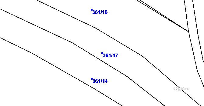 Parcela st. 361/17 v KÚ Cvrčovice u Zdounek, Katastrální mapa