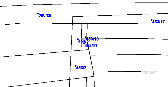 Parcela st. 453/11 v KÚ Cvrčovice u Zdounek, Katastrální mapa