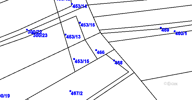 Parcela st. 466 v KÚ Cvrčovice u Zdounek, Katastrální mapa