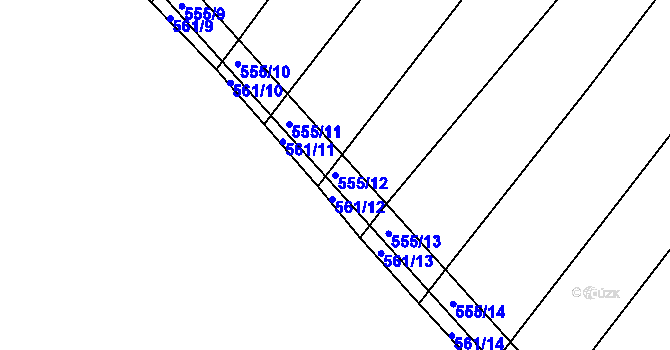 Parcela st. 555/12 v KÚ Cvrčovice u Zdounek, Katastrální mapa