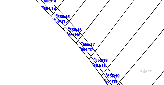 Parcela st. 555/17 v KÚ Cvrčovice u Zdounek, Katastrální mapa