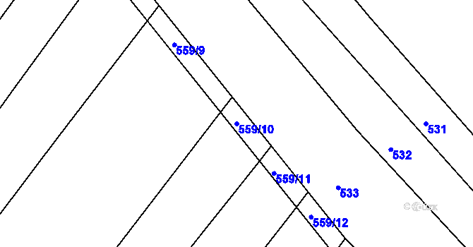 Parcela st. 559/10 v KÚ Cvrčovice u Zdounek, Katastrální mapa
