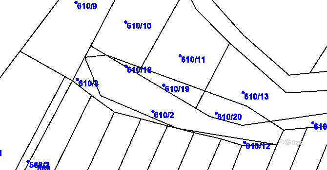 Parcela st. 610/19 v KÚ Cvrčovice u Zdounek, Katastrální mapa