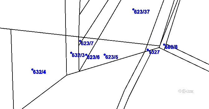 Parcela st. 623/5 v KÚ Cvrčovice u Zdounek, Katastrální mapa