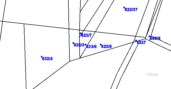 Parcela st. 623/6 v KÚ Cvrčovice u Zdounek, Katastrální mapa