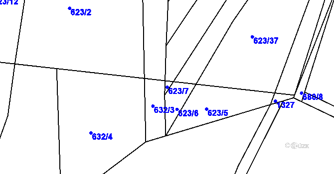 Parcela st. 623/7 v KÚ Cvrčovice u Zdounek, Katastrální mapa