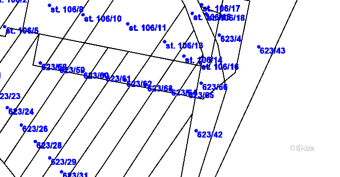 Parcela st. 623/64 v KÚ Cvrčovice u Zdounek, Katastrální mapa