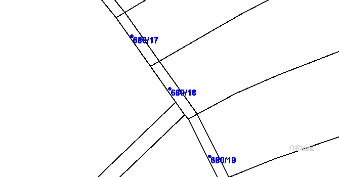 Parcela st. 680/18 v KÚ Cvrčovice u Zdounek, Katastrální mapa