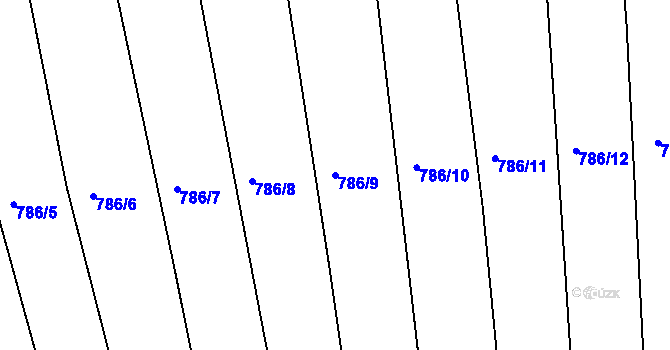 Parcela st. 786/9 v KÚ Cvrčovice u Zdounek, Katastrální mapa