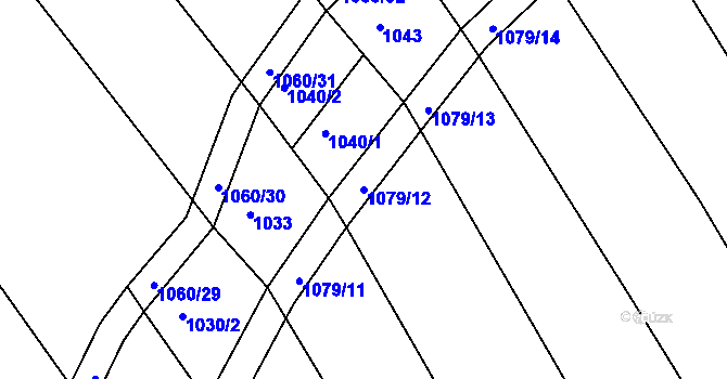Parcela st. 1079/12 v KÚ Cvrčovice u Zdounek, Katastrální mapa