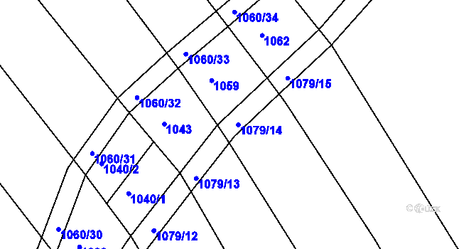 Parcela st. 1079/14 v KÚ Cvrčovice u Zdounek, Katastrální mapa