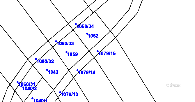 Parcela st. 1079/15 v KÚ Cvrčovice u Zdounek, Katastrální mapa