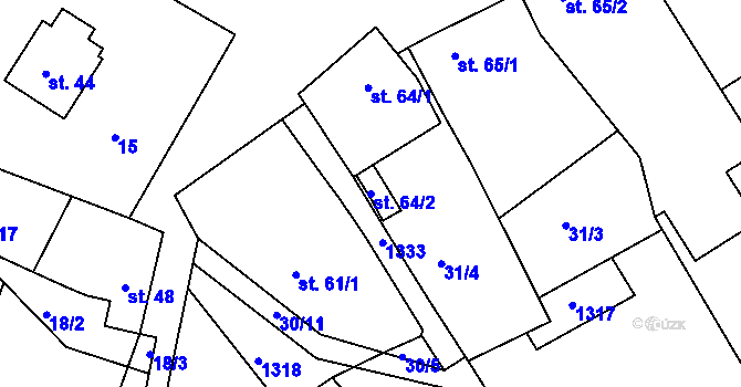 Parcela st. 64/2 v KÚ Cvrčovice u Zdounek, Katastrální mapa