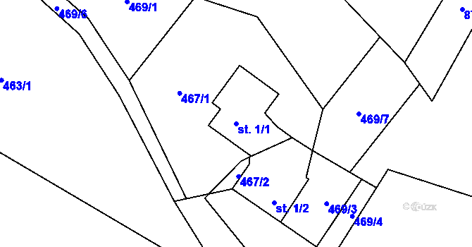 Parcela st. 1/1 v KÚ Čachnov, Katastrální mapa