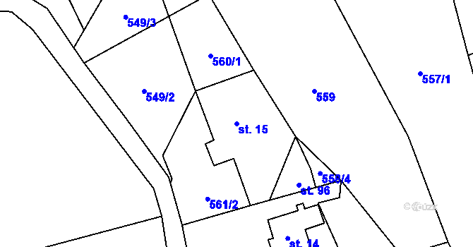 Parcela st. 15 v KÚ Čachnov, Katastrální mapa