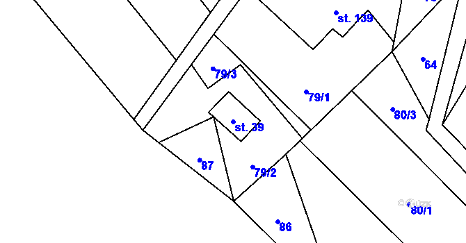 Parcela st. 39 v KÚ Čachnov, Katastrální mapa