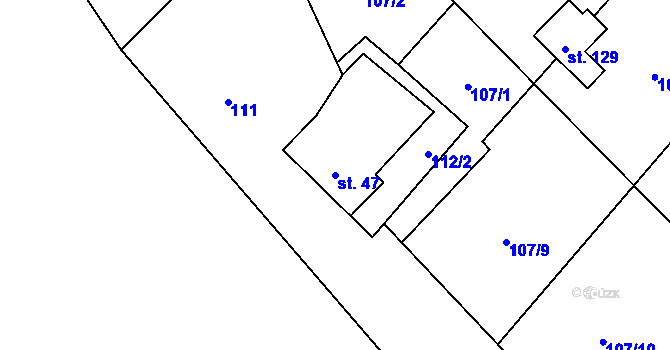 Parcela st. 47 v KÚ Čachnov, Katastrální mapa