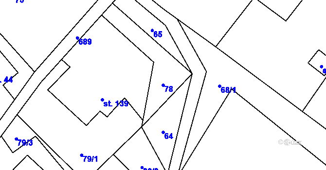 Parcela st. 78 v KÚ Čachnov, Katastrální mapa