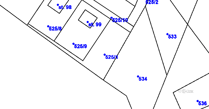 Parcela st. 525/1 v KÚ Čachnov, Katastrální mapa