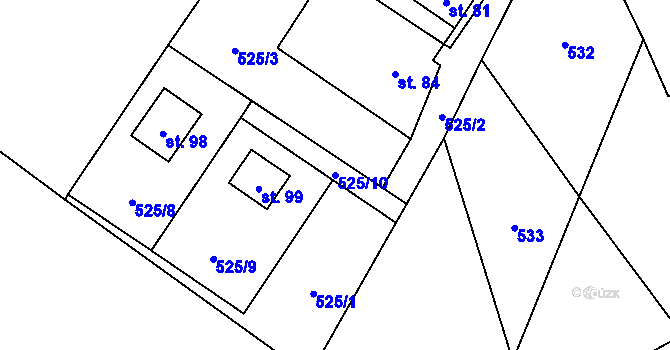 Parcela st. 525/10 v KÚ Čachnov, Katastrální mapa