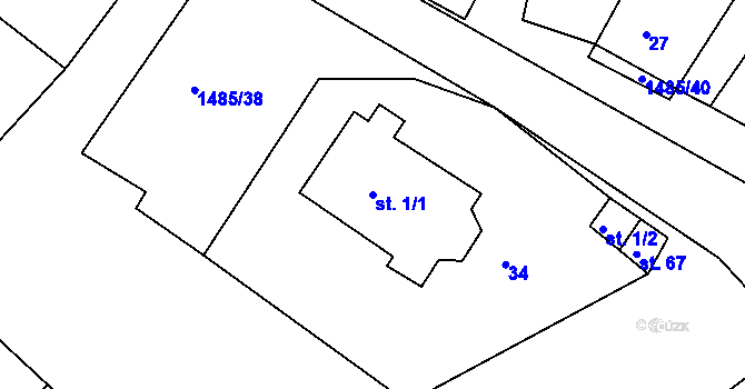 Parcela st. 1/1 v KÚ Čachotín, Katastrální mapa